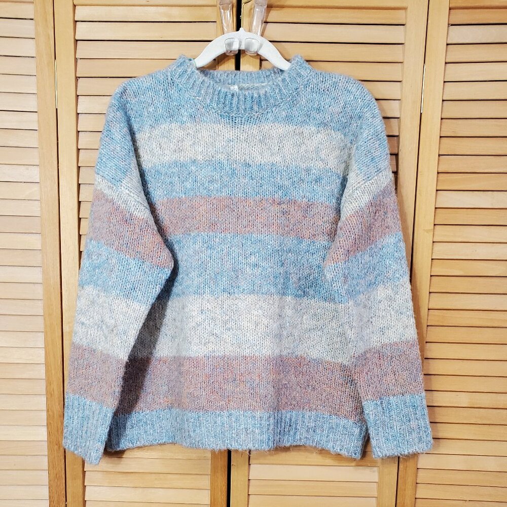 Dreamers By Debut Marled Knit Wool Blend Striped Sweater S